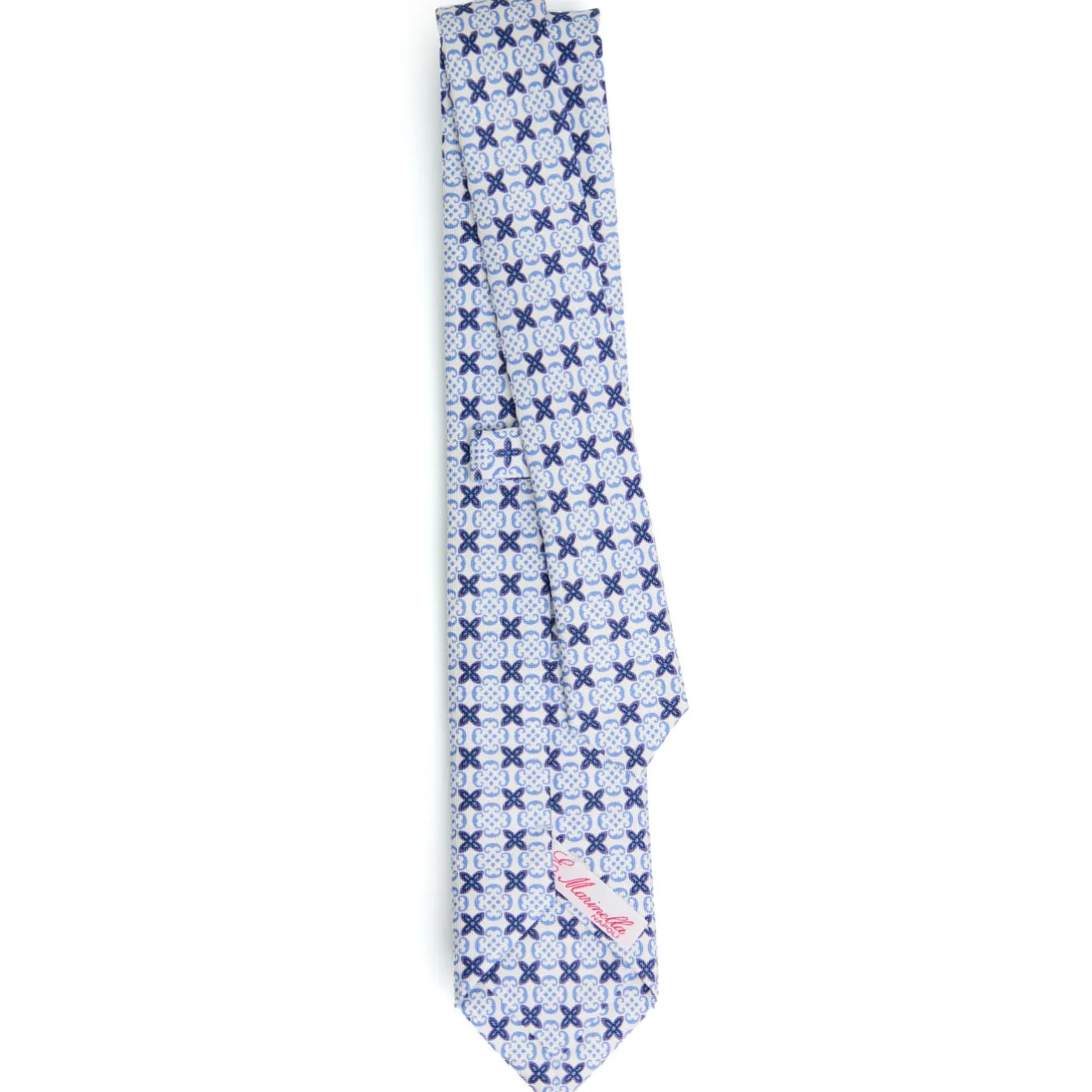 E.Marinella CRAVATTA DONNA CLASSICA IN SETA STAMPATA AZZURRA Microfantasia inspirazione foulard Clearance
