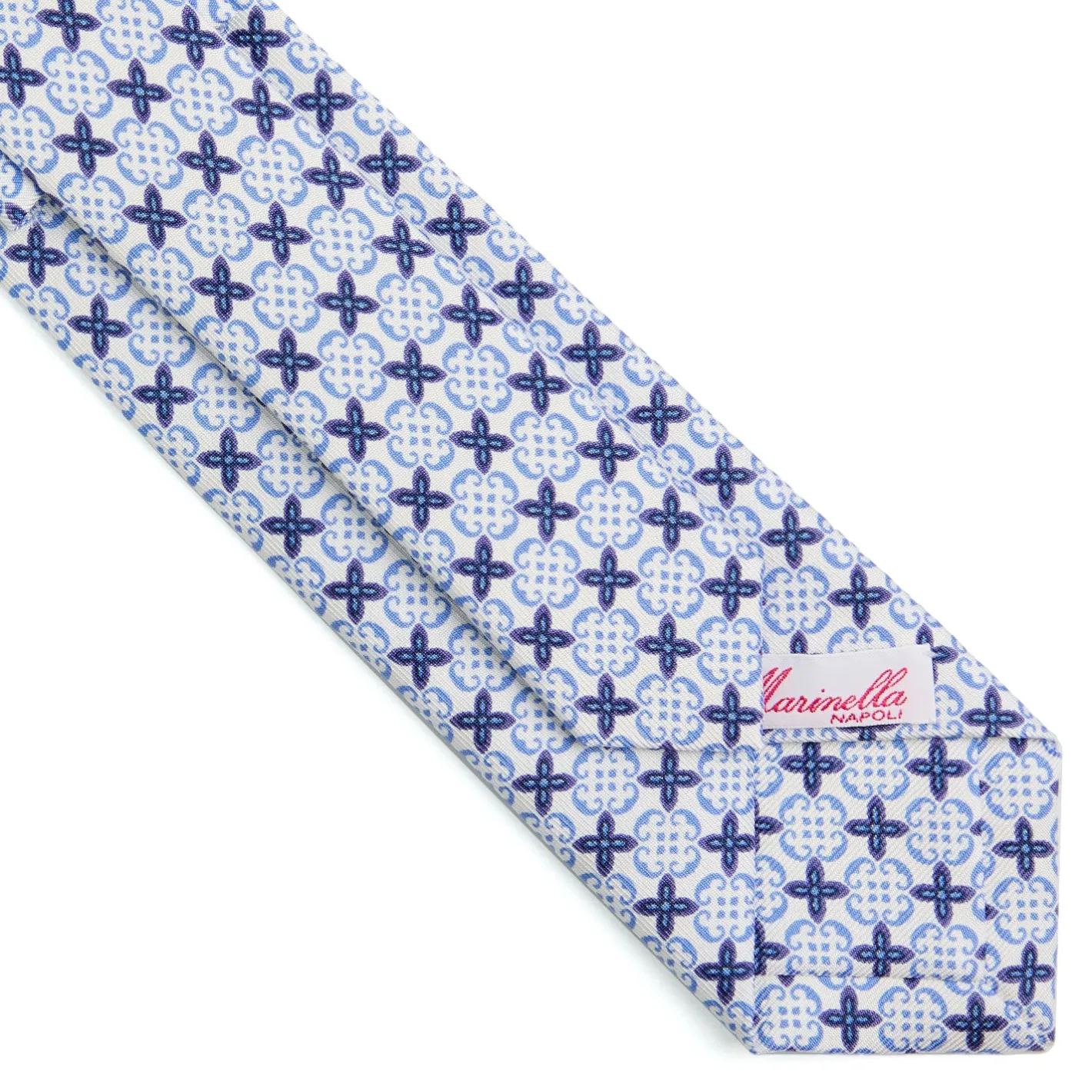 E.Marinella CRAVATTA DONNA CLASSICA IN SETA STAMPATA AZZURRA Microfantasia inspirazione foulard Clearance