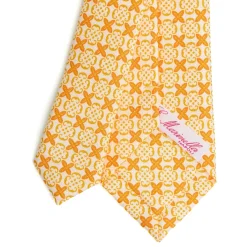 E.Marinella CRAVATTA DONNA CLASSICA IN SETA STAMPATA GIALLA Microfantasia inspirazione foulard Sale