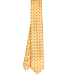 E.Marinella CRAVATTA DONNA CLASSICA IN SETA STAMPATA GIALLA Microfantasia inspirazione foulard Sale