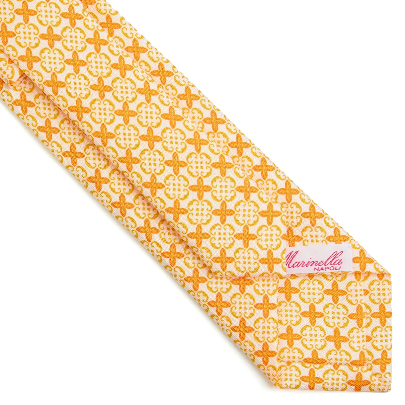 E.Marinella CRAVATTA DONNA CLASSICA IN SETA STAMPATA GIALLA Microfantasia inspirazione foulard Sale