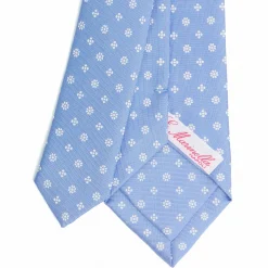 E.Marinella CRAVATTA DONNA CLASSICA IN SETA STAMPATA AZZURRA Microfantasia fiore Discount