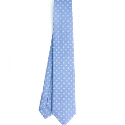 E.Marinella CRAVATTA DONNA CLASSICA IN SETA STAMPATA AZZURRA Microfantasia fiore Discount