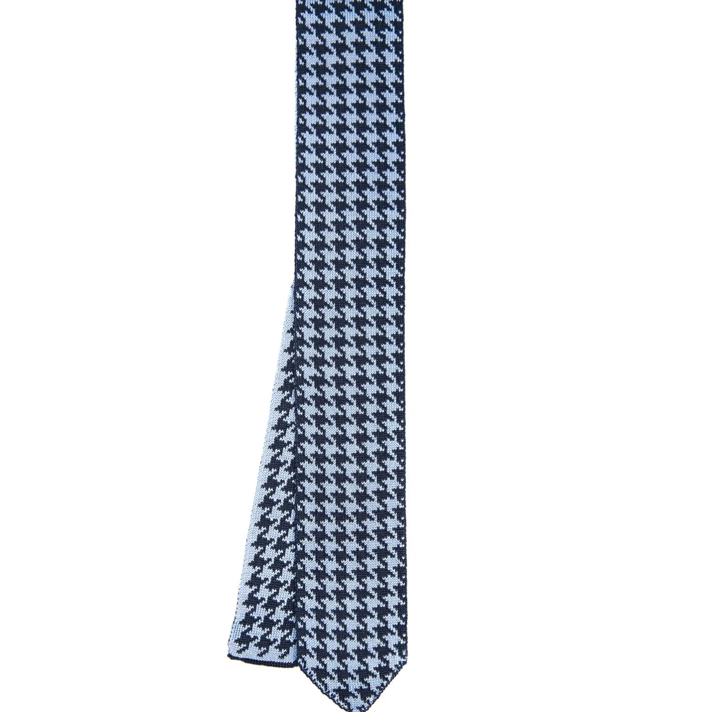 E.Marinella CRAVATTA DONNA TRICOT IN SETA AZZURRA Pied de poule Online