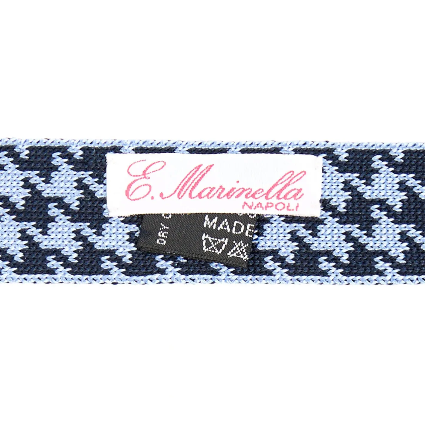 E.Marinella CRAVATTA DONNA TRICOT IN SETA AZZURRA Pied de poule Online