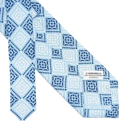 E.Marinella CRAVATTA IN SETA AZZURRA Collezione archivio anno 1982 Best