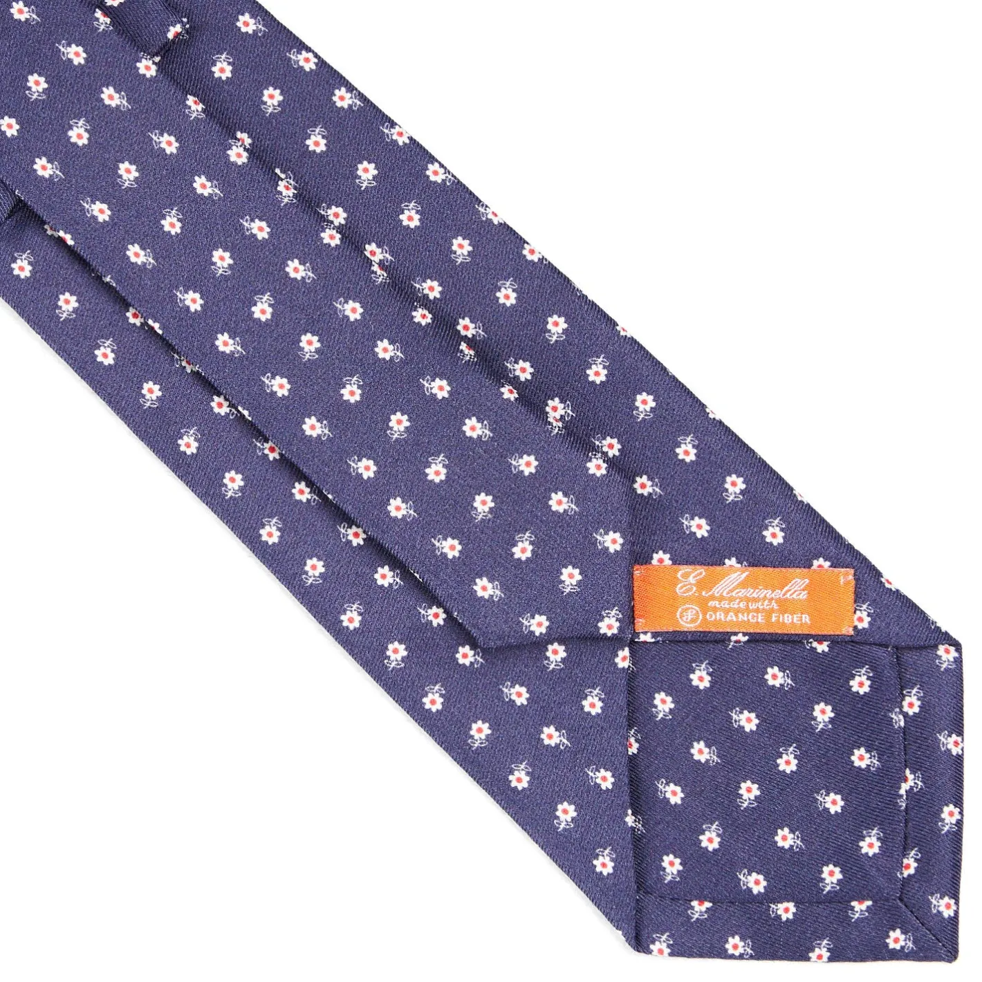 E.Marinella CRAVATTA IN SETA E ORANGE FIBER BLU Collezione orange fiber Outlet