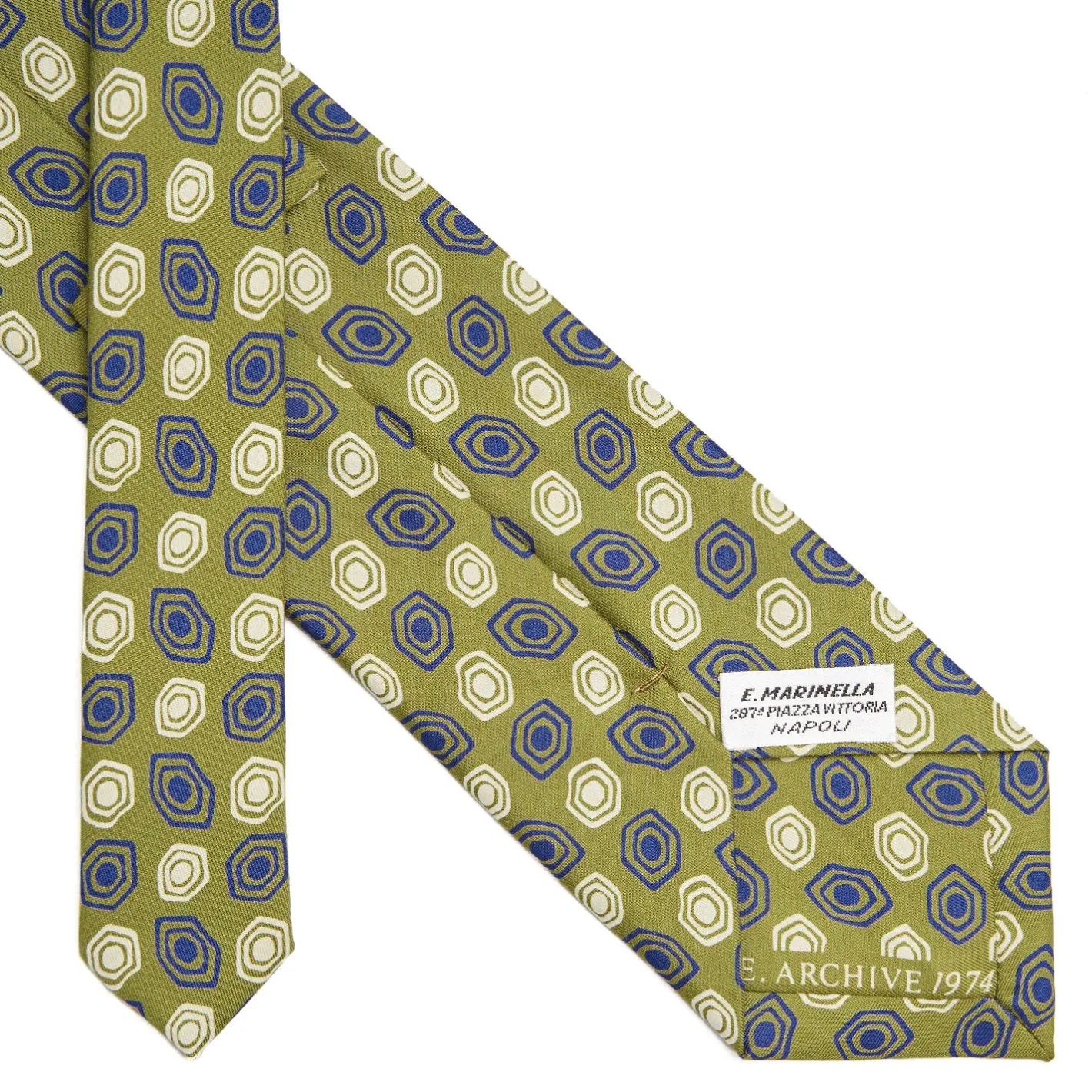 E.Marinella CRAVATTA IN SETA VERDE OLIVA Collezione archivio anno 1974 Discount