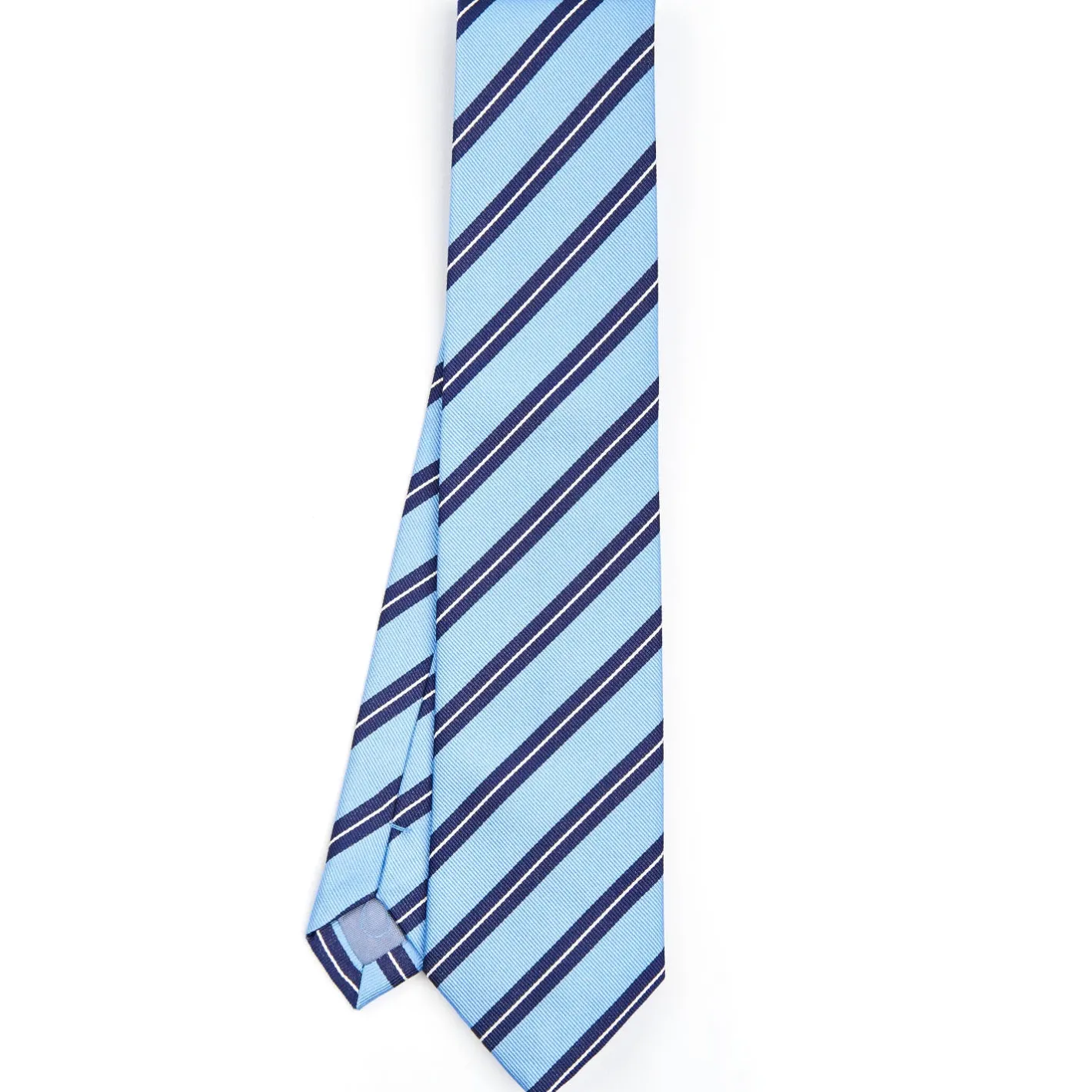 E.Marinella CRAVATTA REGIMENTAL IN SETA AZZURRA Righe blu e bianche Outlet