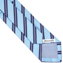 E.Marinella CRAVATTA REGIMENTAL IN SETA AZZURRA Righe blu e bianche Outlet
