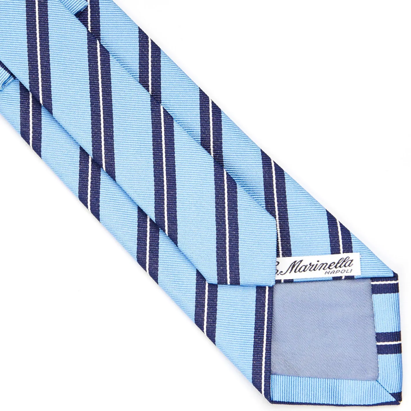 E.Marinella CRAVATTA REGIMENTAL IN SETA AZZURRA Righe blu e bianche Outlet