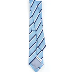 E.Marinella CRAVATTA REGIMENTAL IN SETA AZZURRA Righe blu e bianche Discount