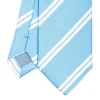 E.Marinella CRAVATTA REGIMENTAL IN SETA AZZURRA Righe bianche Sale