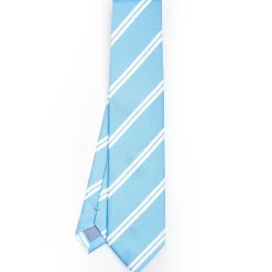 E.Marinella CRAVATTA REGIMENTAL IN SETA AZZURRA Righe bianche Sale