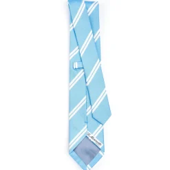 E.Marinella CRAVATTA REGIMENTAL IN SETA AZZURRA Righe bianche Sale