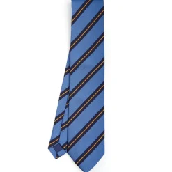 E.Marinella CRAVATTA REGIMENTAL IN SETA AZZURRO POLVERE Righe blu Sale