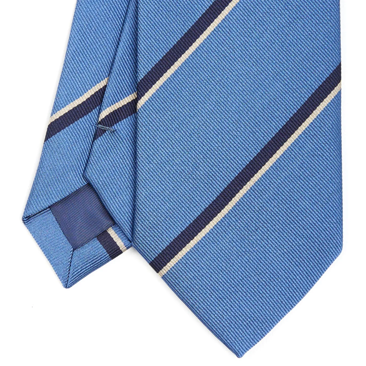E.Marinella CRAVATTA REGIMENTAL IN SETA AZZURRO POLVERE Righe blu e bianche Online