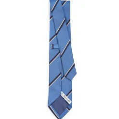 E.Marinella CRAVATTA REGIMENTAL IN SETA AZZURRO POLVERE Righe blu e bianche Online