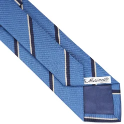 E.Marinella CRAVATTA REGIMENTAL IN SETA AZZURRO POLVERE Righe blu e bianche Online