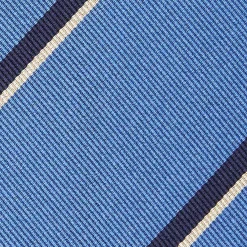 E.Marinella CRAVATTA REGIMENTAL IN SETA AZZURRO POLVERE Righe blu e bianche Online