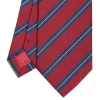 E.Marinella CRAVATTA REGIMENTAL IN SETA BORDEAUX Righe blu e beige Discount