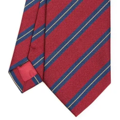E.Marinella CRAVATTA REGIMENTAL IN SETA BORDEAUX Righe blu e beige Discount