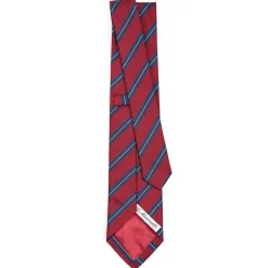 E.Marinella CRAVATTA REGIMENTAL IN SETA BORDEAUX Righe blu e beige Discount