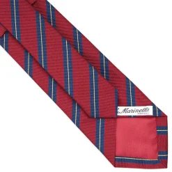 E.Marinella CRAVATTA REGIMENTAL IN SETA BORDEAUX Righe blu e beige Discount