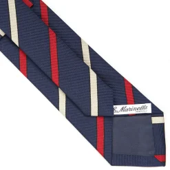 E.Marinella CRAVATTA REGIMENTAL IN SETA BLU SCURO Righe rosse e beige Online