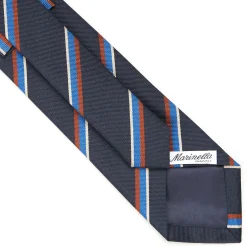 E.Marinella CRAVATTA REGIMENTAL IN SETA BLU SCURO Righe marroni e azzurre