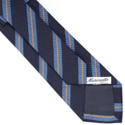 E.Marinella CRAVATTA REGIMENTAL IN SETA BLU SCURO Righe azzurre e beige Best
