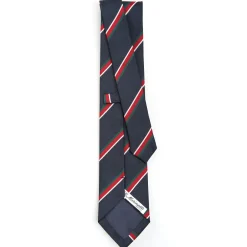 E.Marinella CRAVATTA REGIMENTAL IN SETA BLU SCURO Righe verdi e rosse Hot