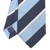 E.Marinella CRAVATTA REGIMENTAL IN SETA BLU SCURO Righe azzurre e bianche Hot