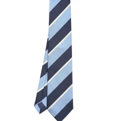 E.Marinella CRAVATTA REGIMENTAL IN SETA BLU SCURO Righe azzurre e bianche Hot