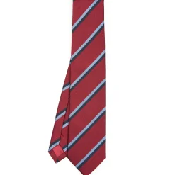 E.Marinella CRAVATTA REGIMENTAL IN SETA BORDEAUX Righe azzure e blu New