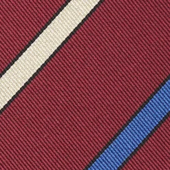 E.Marinella CRAVATTA REGIMENTAL IN SETA BORDEAUX Righe beige e azzurre New