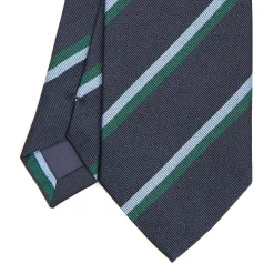 E.Marinella CRAVATTA REGIMENTAL IN SETA BLU SCURO Righe azzurre e verdi Online