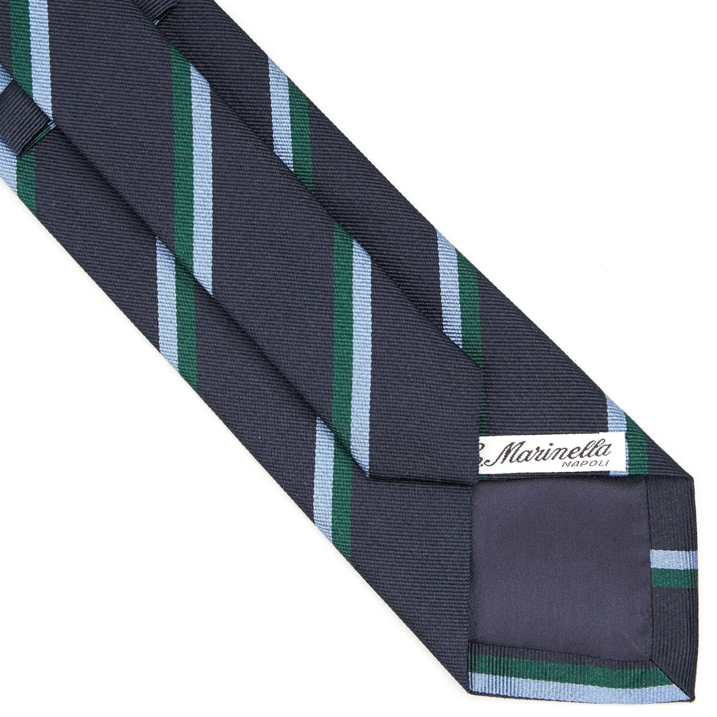 E.Marinella CRAVATTA REGIMENTAL IN SETA BLU SCURO Righe azzurre e verdi Online