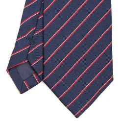 E.Marinella CRAVATTA REGIMENTAL IN SETA BLU SCURO Righe rosse Sale