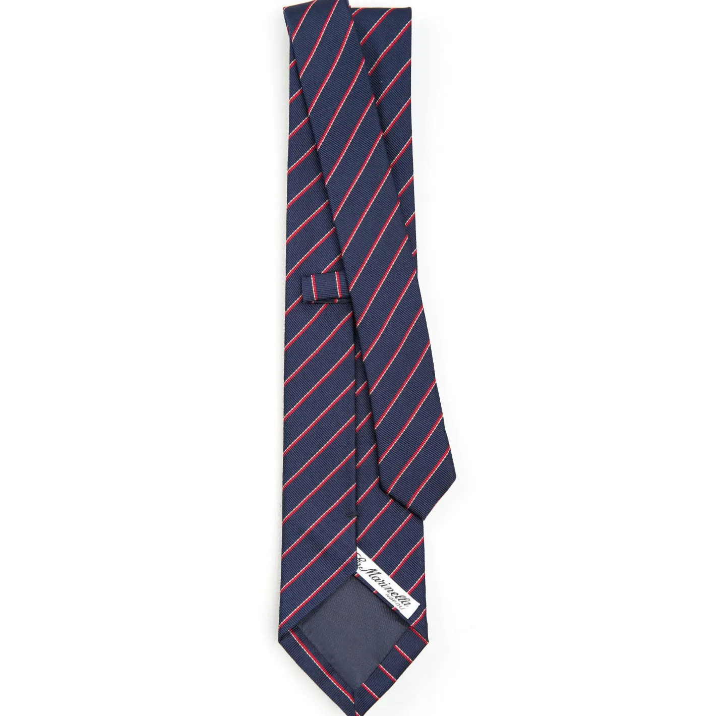 E.Marinella CRAVATTA REGIMENTAL IN SETA BLU SCURO Righe rosse Sale
