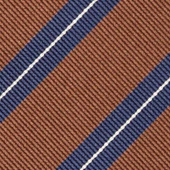 E.Marinella CRAVATTA REGIMENTAL IN SETA MARRONE SCURO Righe blu e bianche Hot