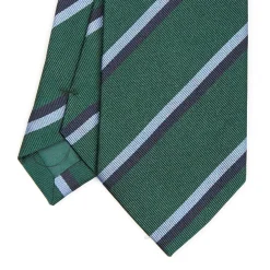 E.Marinella CRAVATTA REGIMENTAL IN SETA VERDE SCURO Righe blue e azzurre Online