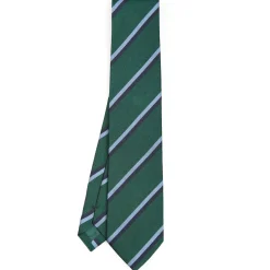 E.Marinella CRAVATTA REGIMENTAL IN SETA VERDE SCURO Righe blue e azzurre Online