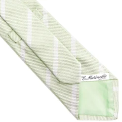 E.Marinella CRAVATTA REGIMENTAL IN SETA VERDE CHIARO Righe bianche Sale