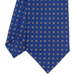 E.Marinella CRAVATTA SARTORIALE CLASSICA IN SETA BLU Microfantasia fiore Online