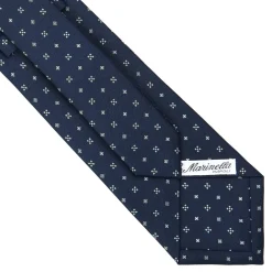 E.Marinella CRAVATTA SARTORIALE CLASSICA IN SETA BLU SCURO Microfantasia fiore