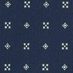 E.Marinella CRAVATTA SARTORIALE CLASSICA IN SETA BLU SCURO Microfantasia fiore