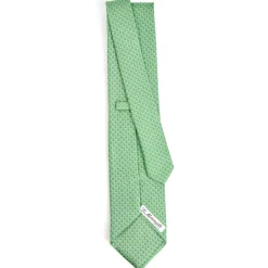 E.Marinella CRAVATTA SARTORIALE CLASSICA IN SETA VERDE Microfantasia m geometrica