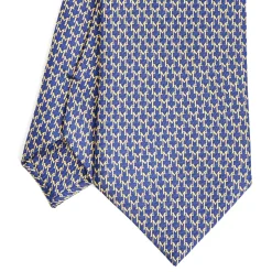 E.Marinella CRAVATTA SARTORIALE CLASSICA IN SETA BLU SCURO Microfantasia m geometrica Clearance