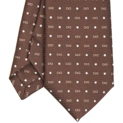 E.Marinella CRAVATTA SARTORIALE CLASSICA IN SETA MARRONE SCURO x borsalino